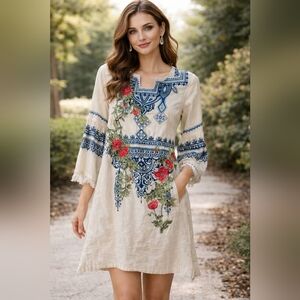 Sana Safinaz Embroidered Floral Tunic Dress